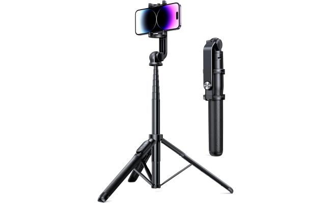 UGREEN Tripod Stand Filming Selfie Stick Bluetooth Remote 63”/1.6m Tall Phone Holder Portable 360° Rotating Mount Compatible with iPhone 16 Pro Max 15 Plus 14 13 12,Galaxy S24 Ultra A15,Camera